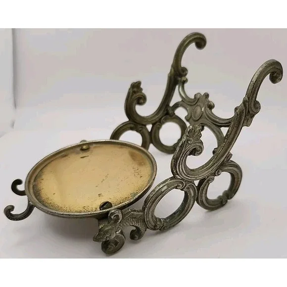 VINTAGE Made in Occupied Japan Brass Tea Cup Display Saucer‎ and Spoon Holder